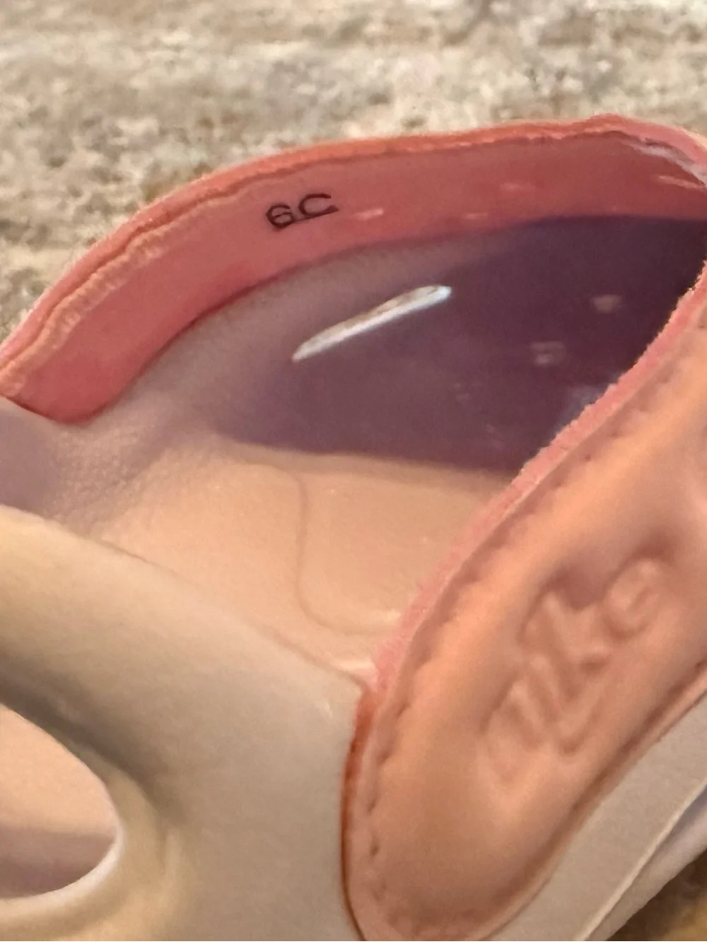 Nike Kids Light Pink and White Slip-On Sandals